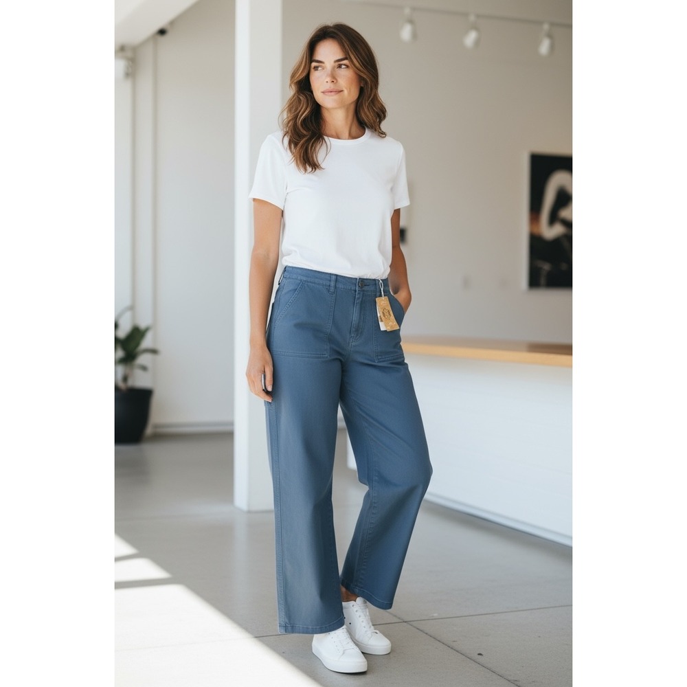 Mason & Belle Women's Blue Wide Leg Utility Pants Size 12 NWT